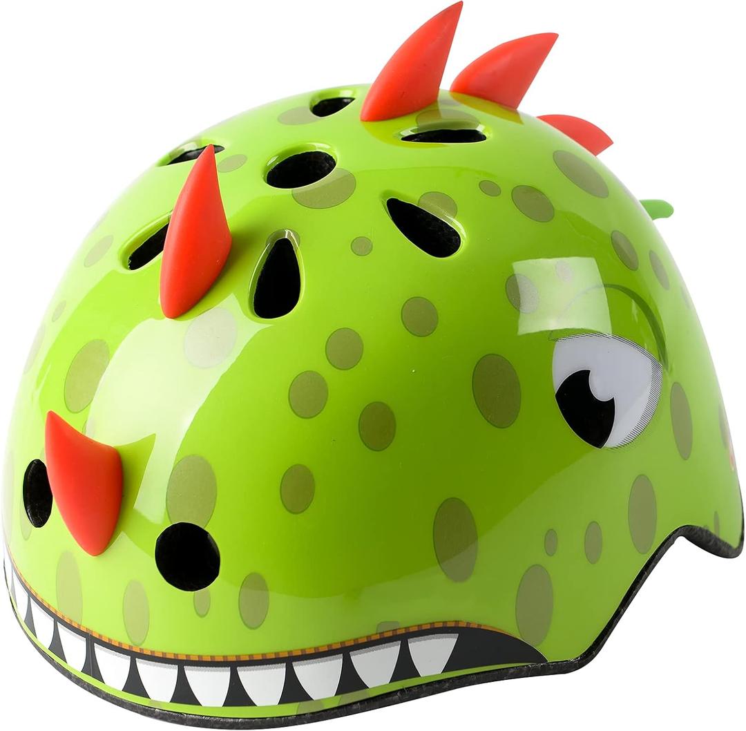 Toddler Kids Bike Helmet, Adjustable and Multi-Sport, (Green dragon), Size: S: 50-54 cm / 19.6"-21.3"