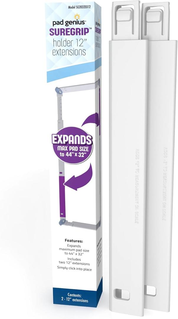 SureGrip Holder Extension Kit - Extends Holder Max Pad Size from 32" x 32" to 44" x 32" for XL/XXL Pee Pad Sizes