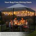 Mosquito Netting for Patio Umbrella 10x10 Ft Canopy Screen, Weather-Resistant 75D Polyester Mesh with TPU Water Pipe Base, Double Zipper Door for Backyard Dining, Black