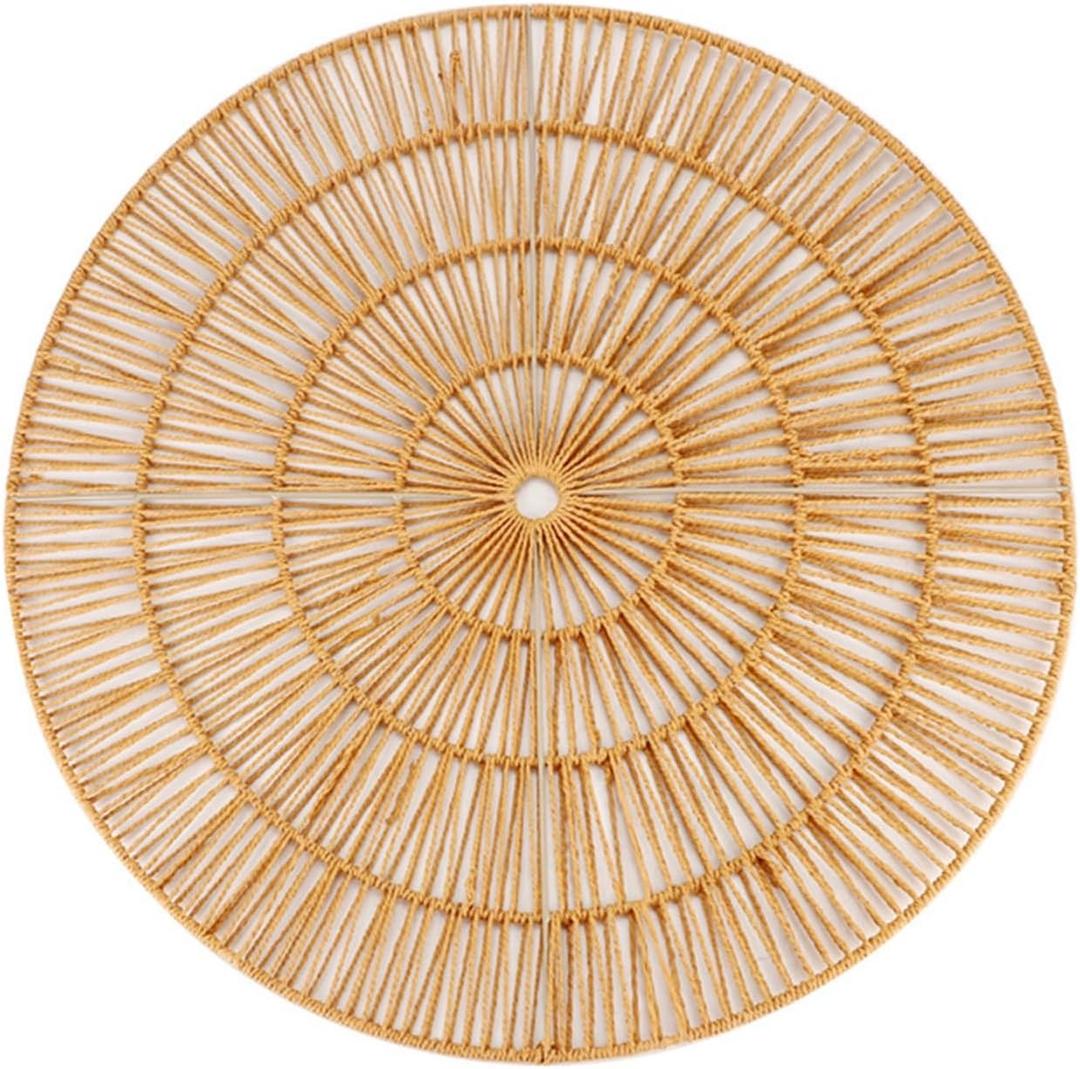 HYQFSAD Boho Round Wall Art, Woven Rattan Circle Decor, Eco-Friendly Hanging for Farmhouse, Apartment, Beach House(Diameter 50cm)