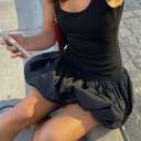 Women Puffy Bubble Hem Mini Dress Sleeveless Sexy Summer Going Out Clubwear (Black, S)