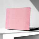 KEROM Compatible for MacBook Air 13 inch Case 2026 M5, 2022-2025 M4/M3/M2 A3449 A3240 A3113 A2681, Textured Luxury Crocodile Aligator Skin Snakeskin PU Leather Hardshell Case & Keyboard Cover, Pink