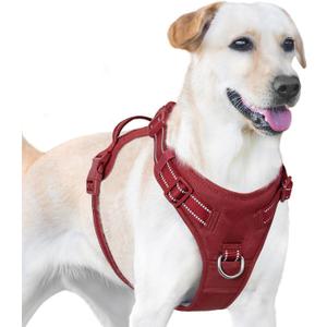 No Pull Dog Harness, Reflective Puppy Vest for Small Medium Large Sized Dog(Burgundy Red,M)