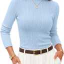 ZESICA Women's Mock Neck Fall Winter Long Sleeve Shirts Business Casual Top, L