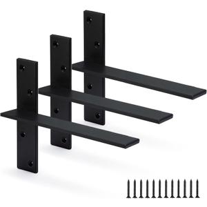 Floating Shelf Bracket 3/8" Thick Heavy Duty Shelf Brackets 3 Pack Free Hanging Countertop Support Bracket 10" Lx2.5 W Floating Wall Brackets for Cabinets, Granite, Dishwasher, Bench Seats Vanities
