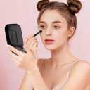 WOBSION Rechargeable 5X Magnifying Compact Travel Mirror with Light, Dimmable Portable Makeup Mirror for Purse & Pocket, Ideal for Gift, Black