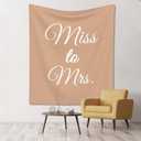 Miss to Mrs Backdrop, Miss to Mrs Sign, Miss to Mrs Tapestry, Miss to Mrs Banner, Future Mrs Backdrop, 60" x 80" Taupe Bridal Shower Backdrop for Photos, Reception - Boho Bridal Shower Decorations