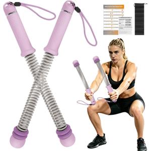 Weighted Cordless Battle Ropes - Adjustable Resistance and Portable Ropeless Battle Ropes with Non Slip Handle - Low-Noise Exercise Rope for Instant Effective Workouts Anytime (Purple)