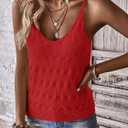 Allimy Womens Pointelle Knit Top V Neck Strappy Tank Tops Summer Sleeveless Blouses Shirts Tops (XS)