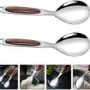 BESTOYARD Stainless Steel Serving Spoons Set – Large Rice & Soup Spoon with Long Handle for Buffet, Kitchen & Restaurant Use – 2-Piece Sturdy Rust-Resistant Food Serving Utensils