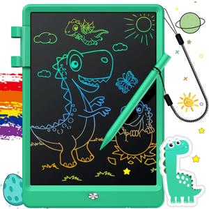 FLUESTON LCD Writing Tablet, Doodle Board Toys Gifts for 3-8 Year Old Girls Boys, 10 Inch Colorful Electronic Board Drawing Pad for Kids, Gifts for Toddler Educational Learning Travel Christmas, Green (11"W x 7.5"H)