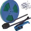 LNYEBN Pallet Banding Strapping Kit with Polyester(PET) Strapping Tensioner, 300ft 5/8" Polyester (PET) Strapping Roll and 50pcs Steel Seals