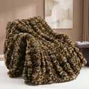 Faux Fur Throw for Couch - Leopard Brown Bubble Blanket 50"x60" | Fluffy Plush Fuzzy Cheetah Throw for Sofa & Bed, Super Soft Cozy Comfrt Blanket,Luxury Aesthetic Leopard Decor Gift for Women