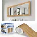 TIANLDD 27 FT Wood Grain Wallpaper Border, Removable Waterproof Mirror Border Peel and Stick,Bathroom Mirror Frame Border.(Natural Oak) (3.15 Inch x 27 Ft)