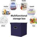 Closet Organizers Fabric Storage Bins With Lids Collapsible Cube Storage Organizer Basket With Handles,Storage Boxes for Clothes Storage,Office,Laundry,Shelves,6 Pack,（Navy Blue）