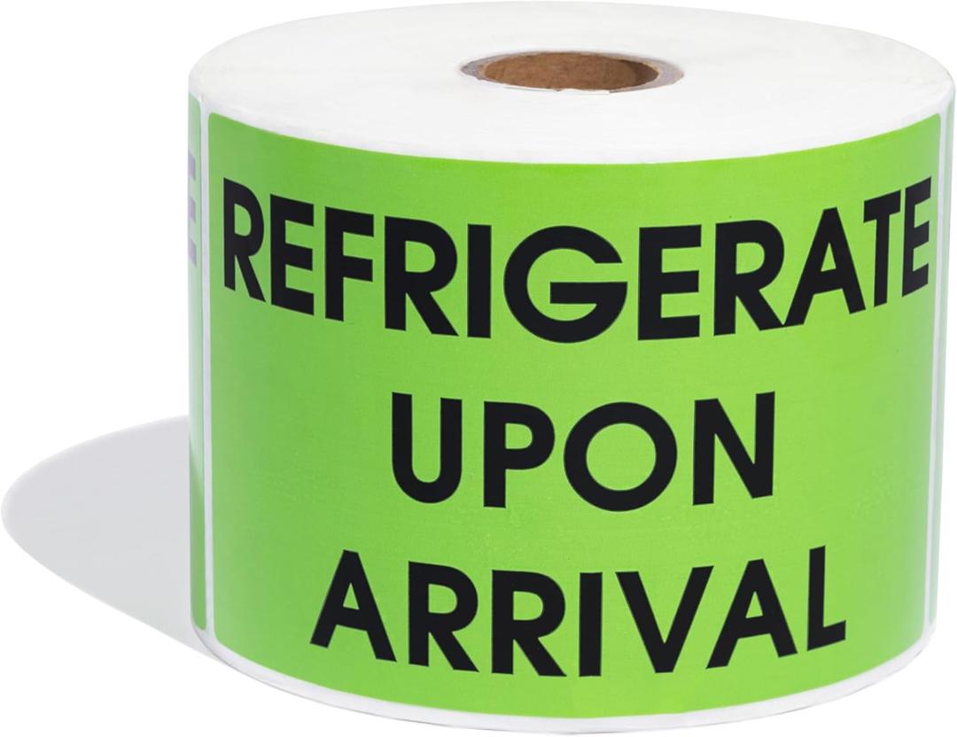 Aegis Adhesives - 3" X 5" Refrigerate Upon Arrival Stickers (1 Roll, 500/Roll) Shipping and Handling Labels with Permanent Adhesive