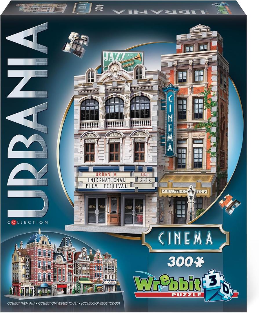 Wrebbit3D Cinema 3D Puzzle | Urbania Collection | 300 Jigsaw Puzzle Pieces | Charming and Unique Streetscape of a Small Town