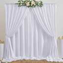 30ft x 10ft White Backdrop Curtain Panels for Parties, Thick Wrinkle Resistant 6 Panels Polyester Wedding Backdrop Drapes for Birthday Backdrop Photography Home Decorations