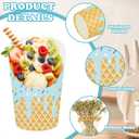 FYSUIMU 50Pcs Ice Cream Charcuterie Paper Cups with Sticks Bags Twist Ties 14oz Pink Blue Sprinkle Disposable Appetizer Cups French Fry Holder for Summer Party Supplies (EXP 12/31/36)