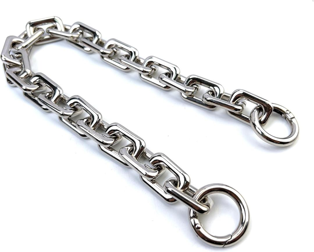 VersaKits Heavy Chunky Link Chain Strap Purse Handbag Top Handle Shoulder Straps Accessories Decoration Chain Strap Extender Charms Replacement(14.9'' Silver)