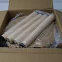 Handwoven Outdoor Ottoman, Water Hyacinth Pouf Round Patio Footstool with Wood Legs, 17-Inch Multipurpose Vanity Stool, Dining Chair, Patio Footrest for Balcony and Garden, Blue (13"D x 13"W x 16.9"H)