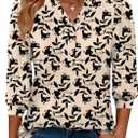 Rapbin 3/4 Length Sleeve Womens Tops 2025 Summer Fall Henley V Neck Button Down Tunic Shirts Casual Business Blouses (M)