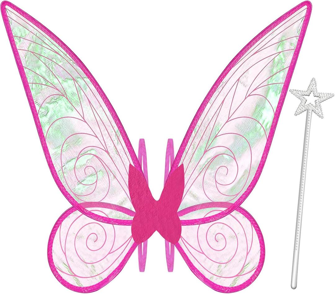 quescu Fairy Wings for Adults,Butterfly Wings for Girls,Angel Wings,Fairy Costume for Women Halloween Dress Up Party Favor Rose