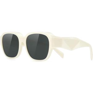 Meeloog Polarized Small Fit Over Glasses Sunglasses for Women, Vintage Retro Rectangle Covers Shades UV Protection MST0064 (P1 White Frame/Dark Grey Lens)