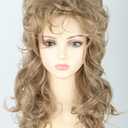 Women's Wigs 70s 80s Fashion Singer Wigs Golden Brown Long Curly Beehive Wigs for Halloween Costume Party Wig