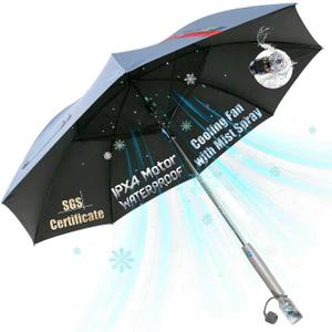 54 inch Golf Umbrella Waterproof with Mister and Fan, Cooling UV Sun Protection Golf Essential, Carry On Bag Airline Approved, Battery Powered