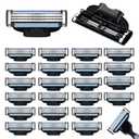 Razor Blades Refills for Men - 24PCS Precision Shaving Blades with Dual Lubrication, Extra Close Shave, Compatible with Mach3 Razors, Smooth & Comfortable Men's Shaving Cartridges