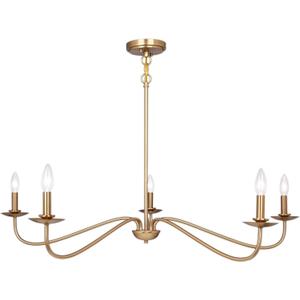 Modern Chandelier, 5 Lights Chandelier for Dining Room, Gold Chandelier Light Fixture Adjustable Height, Farmhouse Candle Chandeliers Light Fixture for Dining Room Entryway Foyer Kitchen Island