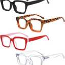 Eyekepper 4 Pack Ladies Reading Glasses - Oversized Square Design Readers for Women +1.50