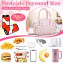 Zhehao Cute Lunch Bag for Women Large Quilted Insulated Lunch Box with Shoulder Strap, Crossbody Portable Leakproof Cooler Tote Bag for Adult Work Teacher Staff Office Travel Picnic(Pink Flower)