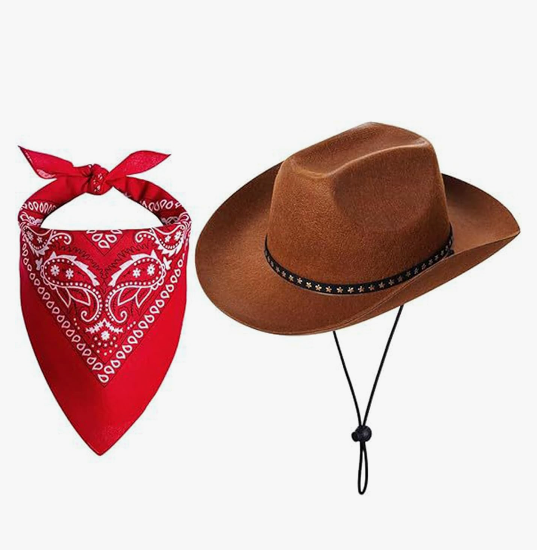 Cowgirl with Bandana Set Kids Baby Cowgirl Toddler Wide Brim Western for Halloween Themed Party Favors