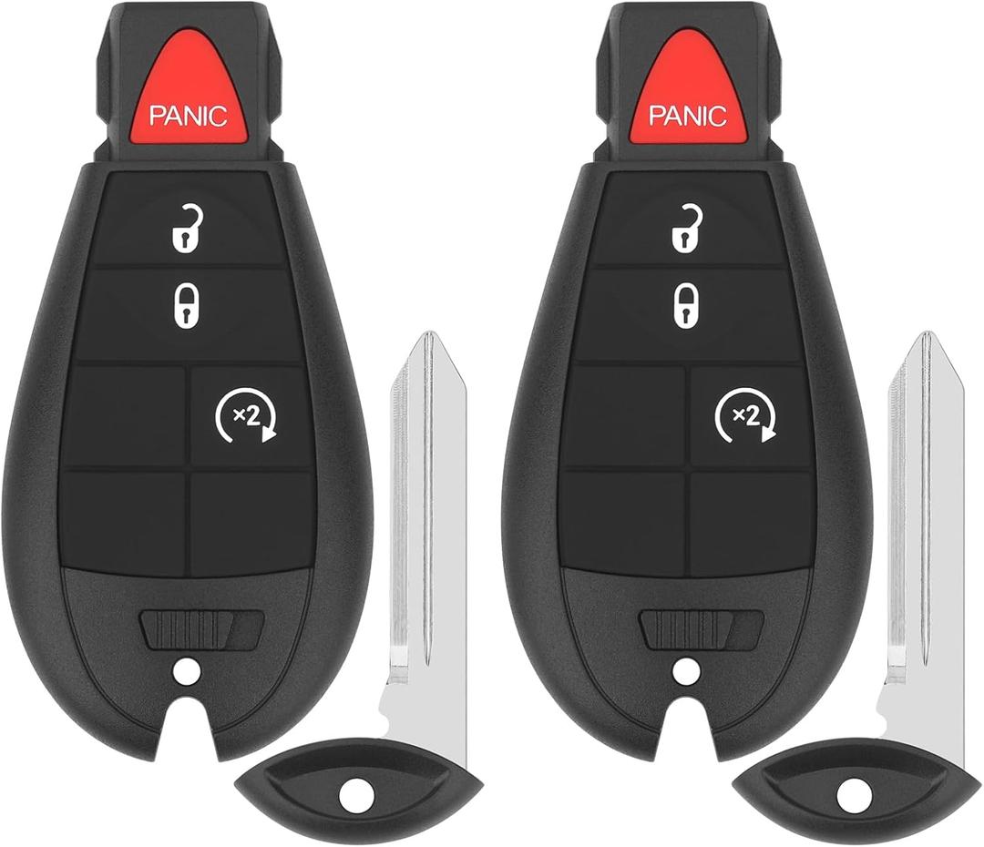 Vurkcy Key Fob Replacement for 2009-2012 Dodge Ram & Journey/ 08-12 Durango Charger/ 08-14 Challenger/ 08-20 Grand Caravan/ 08-13 Grand Caravan/ 08-16 Chrysler Town Country/ 09-12 VW Routan, 2Pcs