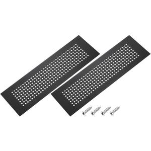 PATIKIL 10 x 3 Inch Door Air Vent Cover, 2 Pcs Aluminum Grille Ventilation Cover Louvered Diamond Hole with Mounting Screws for Cabinet Wardrobe Door, Black