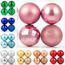 XmasExp 4in Large Christmas Ornaments Christmas Ball Ornaments Giant Tree Decoration Shatterproof Decorative Hanging Balls for Holiday Party Decor(Pink, 4pcs)