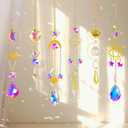 Sun Catchers 6Pieces Colorful Crystals Suncatcher with Chain Pendant Ornaments Hanging Crystals Prism Rainbow for Window Home Indoor Outdoor Car Mirror Garden Christmas Day Party (Gold New)