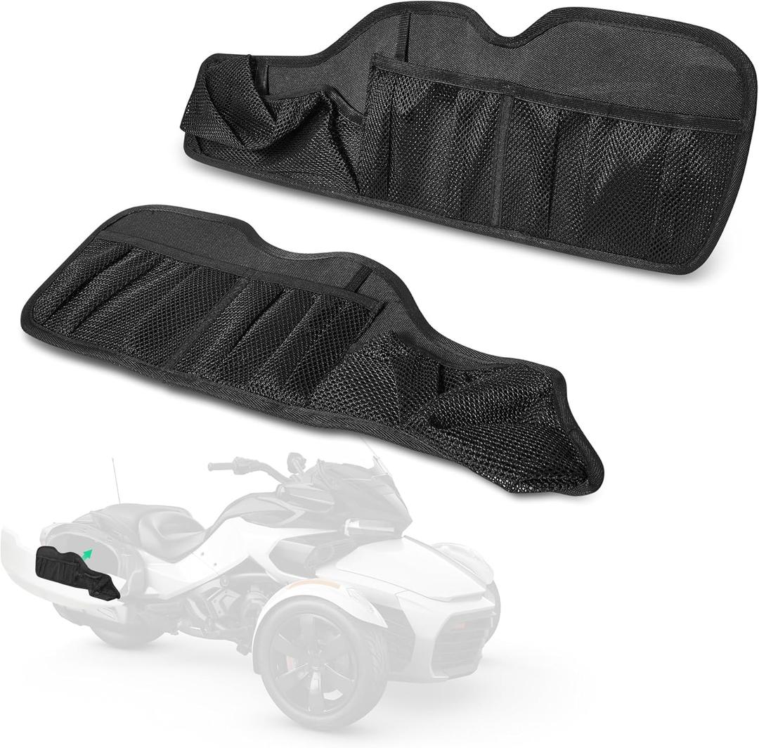Side Trunk Lid Organizer with 3 Large-Capacity Mesh Pockets, 2 Pack Detachable Removable Storage Bag, Fit for Can Am Spyder F3-L/F3-T 2016-2025