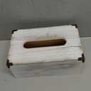 Distressed Wooden Rustic Facial Tissue Box Holder Tissue Box Cover Napkin Dispenser for Bathroom Living Room Dining Room Bedroom Toilet (Washed White)