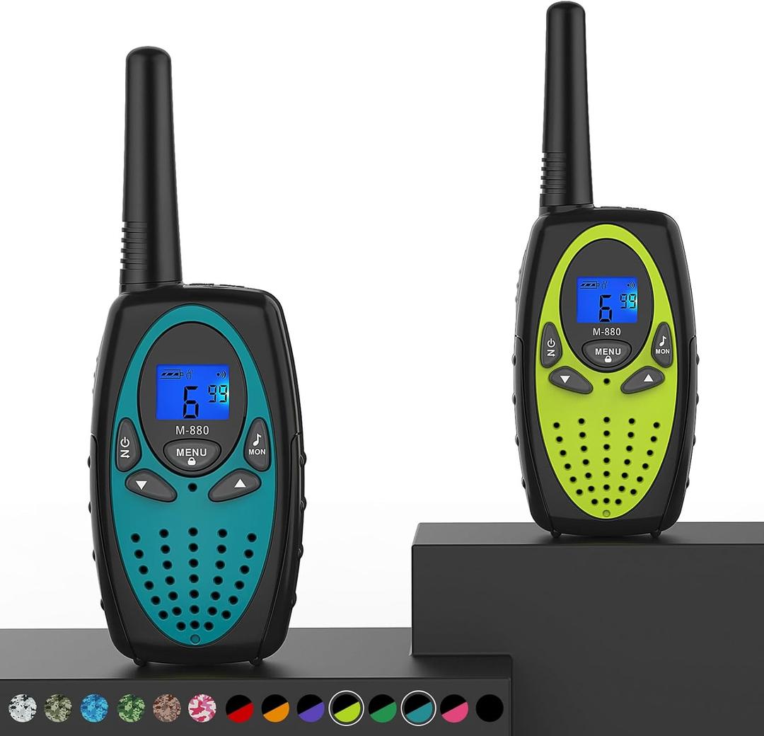 Topsung Walkie Talkies Long Range, M880 FRS Two Way Radio for Adults with LCD Screen/Resistance Wakie-Talkies with Noise Cancelling for Men Women Outdoor Adventures Cruise Ship (Blue and YellowGreen)