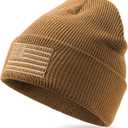 OUTDOOR SHAPING American Flag Embroidered Knit Cuffed Beanie for Men Women Tactical Winter Warm Hat