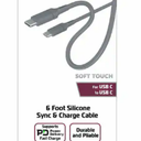 ZGear Silicone Cable USB C 6 Ft Grey