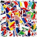 Chinco 100 Pcs World Country Flag Stickers Vinyl Map Waterproof Small Travel Around The World Stickers Decals Bulk for Luggage Laptop Suitcase