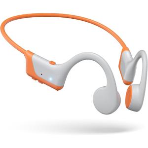 Bone Conduction Headphones, 2025 Upgrade Open-Ear Wireless Bluetooth Workout Headphones with Microphones, 8Hr Playtime, Waterproof Earphones for Sports, Running, Gym, Hiking, Cycling-Orange