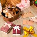 Wonderjune Empty Gifts Baskets with Mother's Day Leather Gift Bags Ribbons Greeting Cards Empty Baskets with Handles for Mother's Day Lover Birthday Shower Favor Wrapping Gift(Brown,Large)