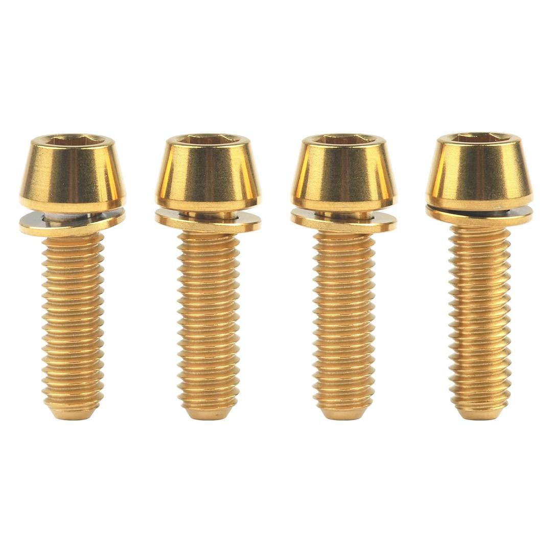 Titanium M6x16 18 20 25mm Hex Tapered Head for Bicycle Crank Brake Fixed Upgrade Screw Pack of 4 (Gold, M6x18mm)