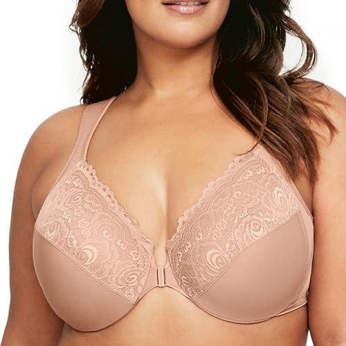 Glamorise Full Figure Plus Size Wonderwire Front-Closure Bra Underwire #1245, Size 48DD