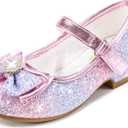 Furdeour Girls Dress Shoes Mary Jane Wedding Flower Bridesmaids Heels Glitter Princess Shoes for Kids Toddler, US 13